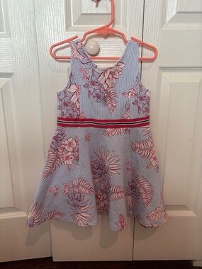 Janie and Jack Blue and Red Floral Stripe Dress